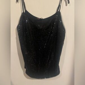 Elegant Black Sequin Camisole Top